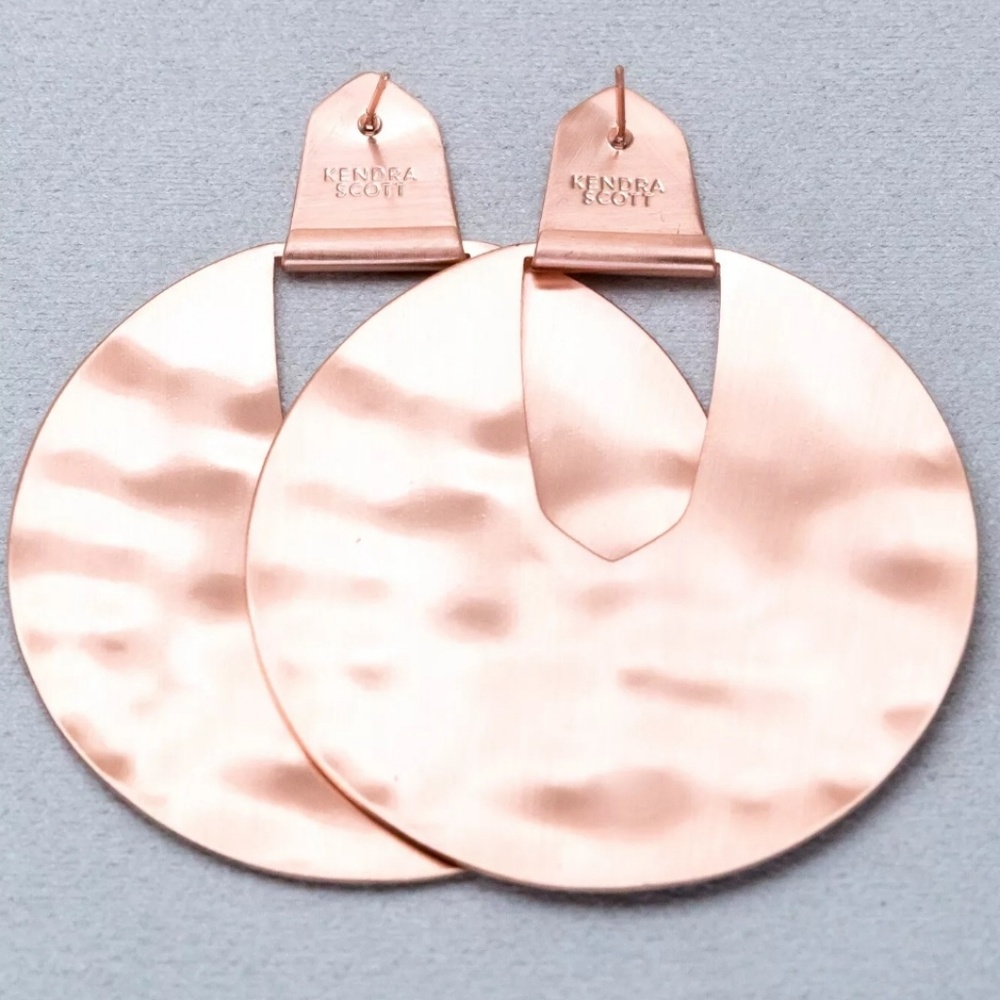 Kendra Scott "Diane" Hammered Rose Gold Earrings - Picture 2 of 3
